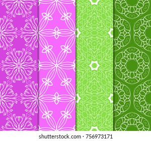 Set of color design for textile print. Seamless vector illustration with floral, geometric pattern
