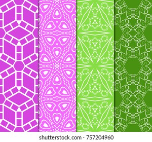 Set of color design for textile print. Seamless vector illustration with floral, geometric pattern