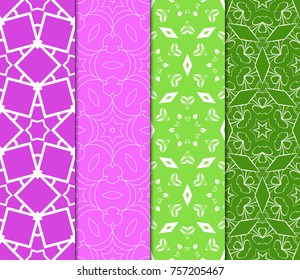 Set of color design for textile print. Seamless vector illustration with floral, geometric pattern