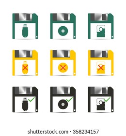 Set of color different icons to save, vector illustration.