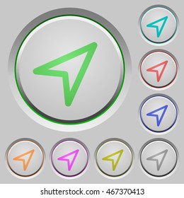 Set of color direction arrow sunk push buttons.