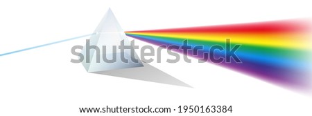 set of color dispersion through prism or triangular prism break lights into spectral color or various color passing through triangular prism concept. eps 10 vector Stok fotoğraf © 