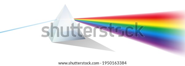 set of color dispersion\
through prism or triangular prism break lights into spectral color\
or various color passing through triangular prism concept. eps 10\
vector