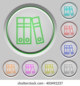 Set of color Document folders sunk push buttons.