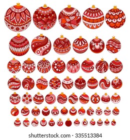 Set of color doodle hand drawn Christmas balls