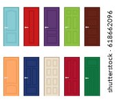 Set of color door icons, vector illustration