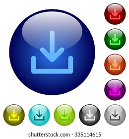 Set of color download glass web buttons. Arranged layer structure.