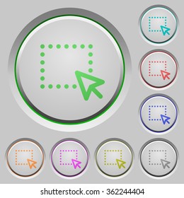 Set of color drag sunk push buttons.