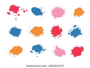 Set of color drop in flat cartoon design. A combination of great style and vibrant colors make these splashes, making them the perfect choice for projects. Vector illustration.
