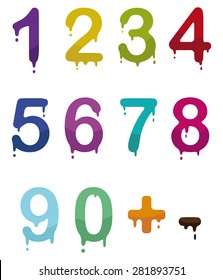 set of color drop numbers in vector mode