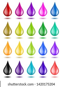 set of color drops on white. vector illustration