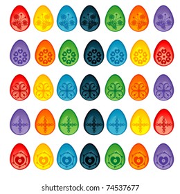 set of color easter eggs. Isolated on White Background.