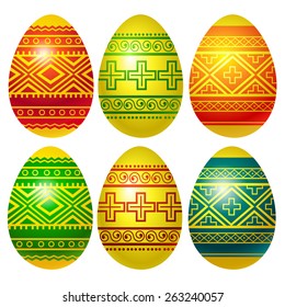 Set of color easter eggs with ornament