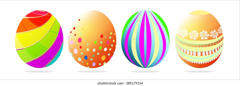 Set of color Easter eggs Vector illustration