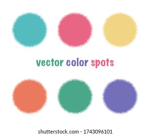 Set of color editable fur spots. Bright circles background. Summer colors abstract shapes for your design