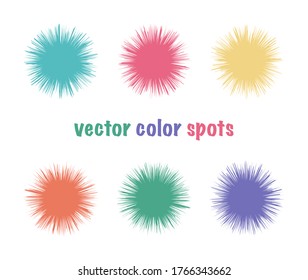 Set of color editable fur spots. Bright circles background. Summer colors abstract shapes for your design