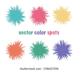 Set von bearbeitbaren, scharfen Punkten. Helle Kristallkreise. Abstrakte Sommerformen für Ihr Design