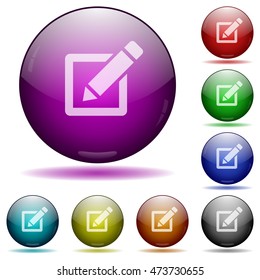 Set of color editor glass sphere buttons with shadows.