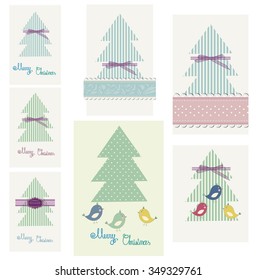 Set of color elements for merry Christmas and happy new year card, invitation. Vector illustration.