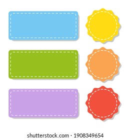 Set color empty stickers. Cartoon style. For birthday, party, baby shower, notebook, diary. Vector illustration.