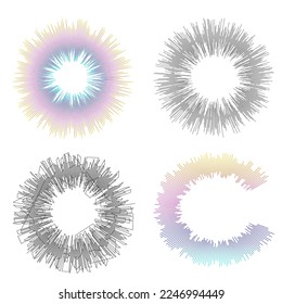 Establecer el ecualizador de color aislado en el fondo blanco. Ilustración vectorial. Reproductor musical de pulso. Logo de la onda de audio. Elemento de diseño del vector Modelo de visualización de la onda de sonido del afiche Señal de visualización de la ilusión Pasos 10