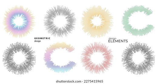 Set Color equalizer isolated on white background. Vector illustration. Pulse music player. Audio wave logo. Vector design element Poster sound wave template visualization signal Illustration eps 10