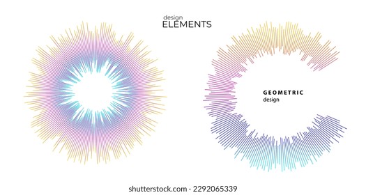 Set Color equalizer isolated on white background. Vector illustration. Pulse music player. Audio wave logo. Vector design element Poster sound wave template visualization signal Illustration eps 10
