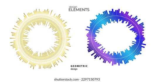 Set Color equalizer isolated on white background. Vector illustration. Pulse music player. Audio wave logo. Vector design element Poster sound wave template visualization signal Illustration eps 10