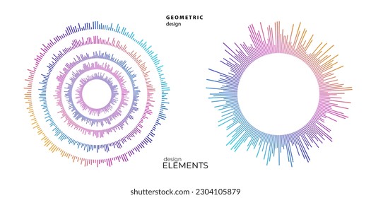 Set Color equalizer isolated on white background. Vector illustration. Pulse music player. Audio wave logo. Vector design element Poster sound wave template visualization signal Illustration eps 10 - Shutterstock ID 2304105879