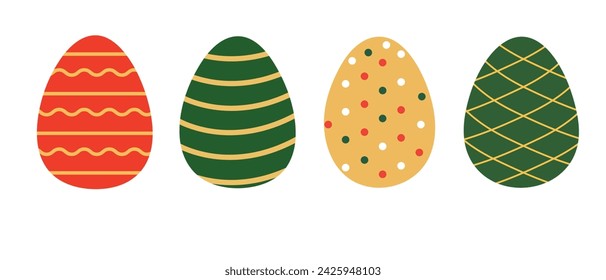 Set of color ester eggs. Vector set of easter eggs, silhouette. Easter Egg Vector.  Easter day element set. Vector illustration of egg. 