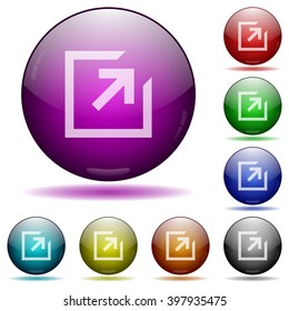 Set of color export glass sphere buttons with shadows.