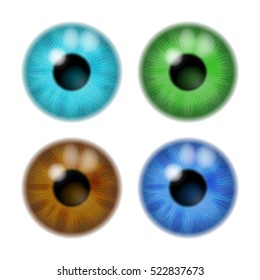 Set the color of the eye lens to the eye on a white background. Vector illustration. EPS 10