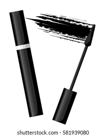 Set of color eye mascara. Vector fashion sketch makeup contrasty glamour in vogue style. Isolated elements on white background eye