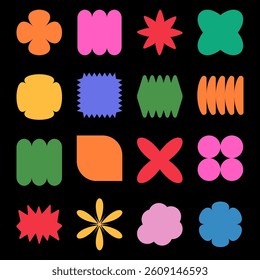 Set color figure pencil. Hand-drawn crayon design elements: round, square, and triangular shapes in a fun, kid-friendly style with ample copy space. 