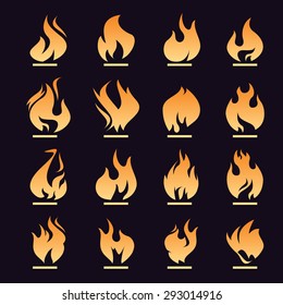 Set of Color Fire Icon.
