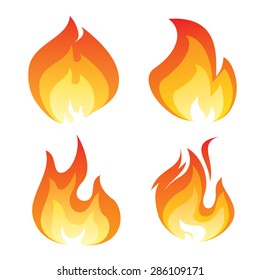 set of color flame icon