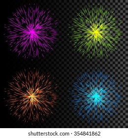 Set of color flares on a semitransparent background