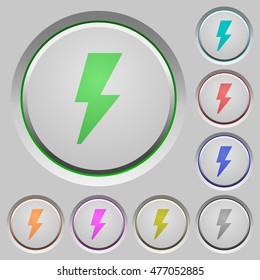 Set of color flash sunk push buttons.