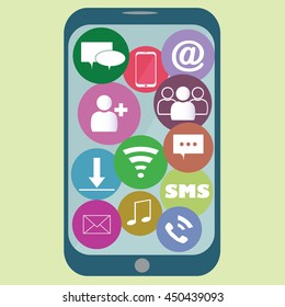 Set of color flat apps icons. Flat App Icon Set - Vector app icon set in a flat style
