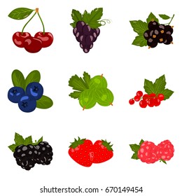 Set of color flat berries icons set for web and mobile design