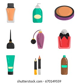 Set of color flat cosmetics icons set for web and mobile design