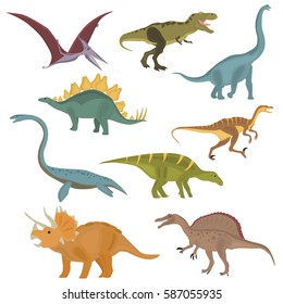 Set of color flat extinct dinosaurs color flat icons for web and mobile design