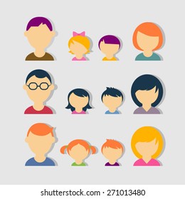 conjunto de iconos vectoriales de la familia plana de color 