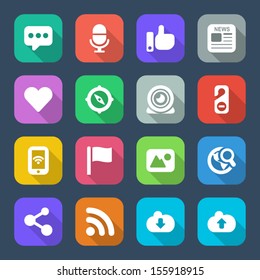 set color flat icons for social networks