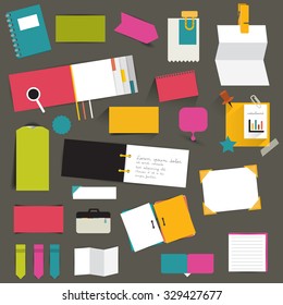 Set of color flat reminder stickers. Infographic set.