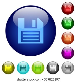 Set of color floppy glass web buttons. Arranged layer structure.