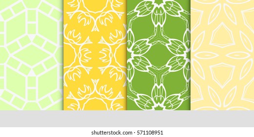 set of color floral, linear geometric ornament. modern pattern. seamless vector illustration. for interior design, textile, wallpaper
