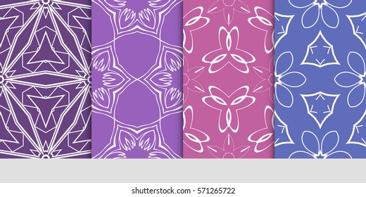 set of color floral, linear geometric ornament. modern pattern. seamless vector illustration. for interior design, textile, wallpaper