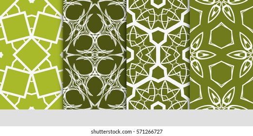 set of color floral, linear geometric ornament. modern pattern. seamless vector illustration. for interior design, textile, wallpaper
