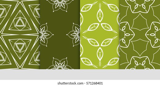 set of color floral, linear geometric ornament. modern pattern. seamless vector illustration. for interior design, textile, wallpaper